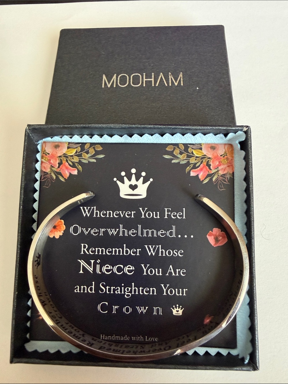 Special “Niece” Silver Women’s Stainless Steel Cuff Bracelet with inscription